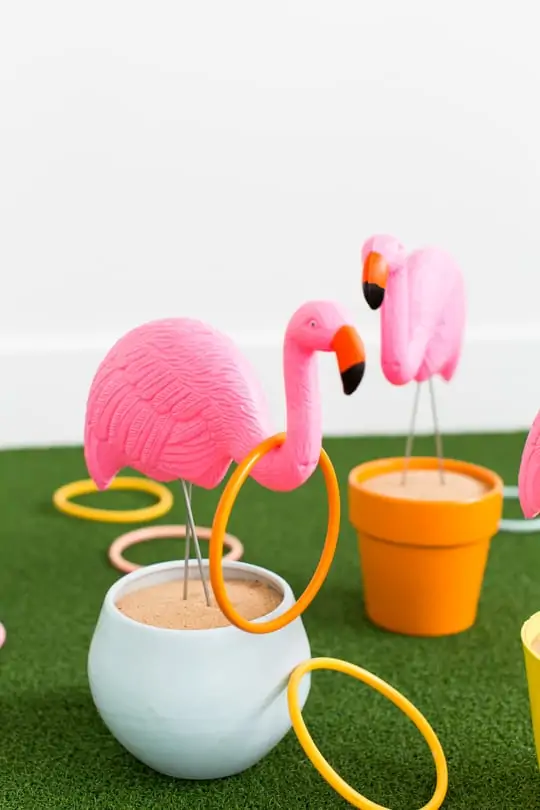 summer crafts flamingo ring toss game