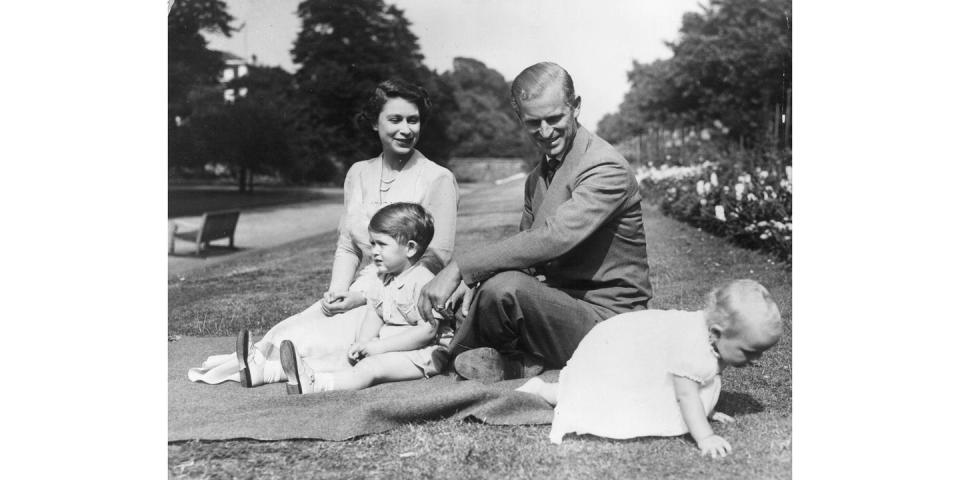 Princess Elizabeth, Prince Philip, Prince Charles, and Princess Anne