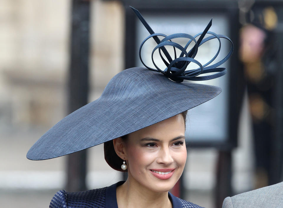 Sophie Winkleman, Lady Frederick Windsor, exits following the marriage of Prince William, Duke of Cambridge, and Catherine, Duchess of Cambridge, at Westminster Abbey on April 29, 2011, in London.