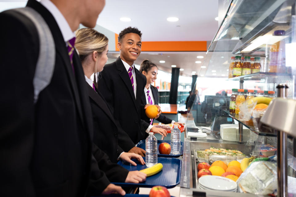 Students waiting in the lunch line