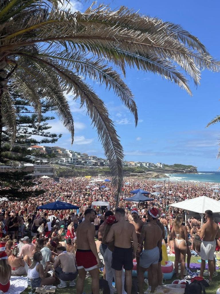 A massive crowd gathered at the beach