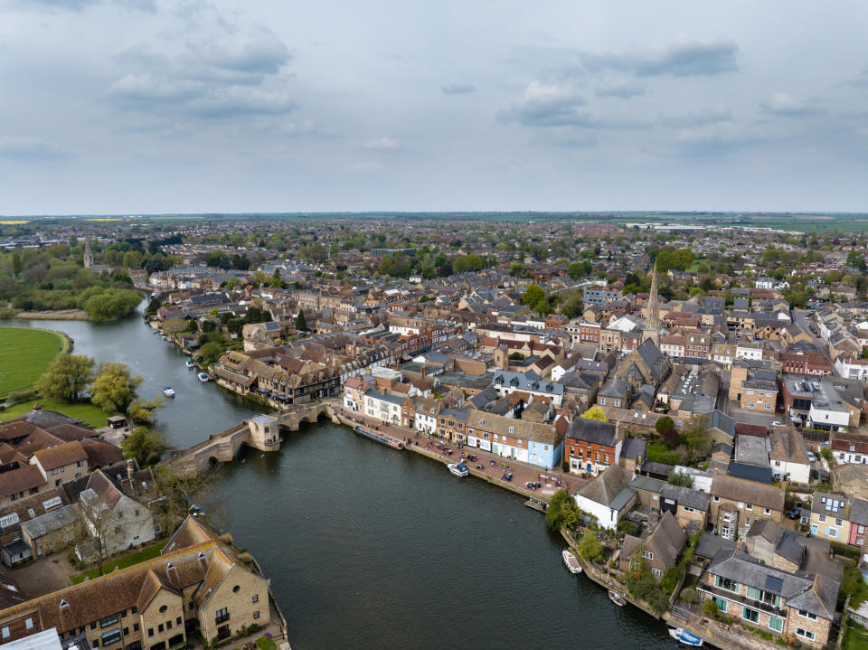 Aerial photo of a British town centre taken with the DJI Mavic 3 Pro's main camera