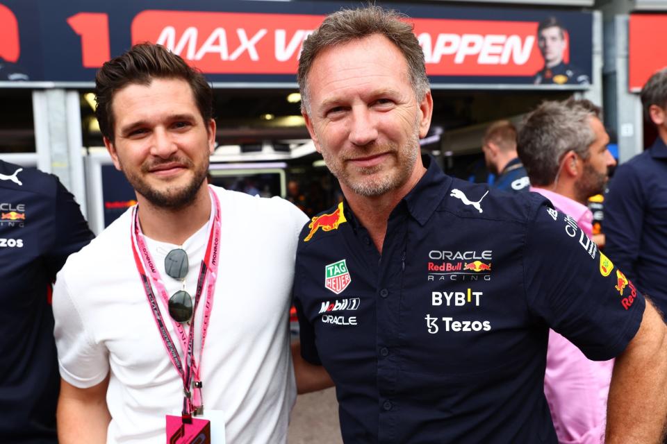 Kit Harrington and Christian Horner at the Monaco Grand Prix