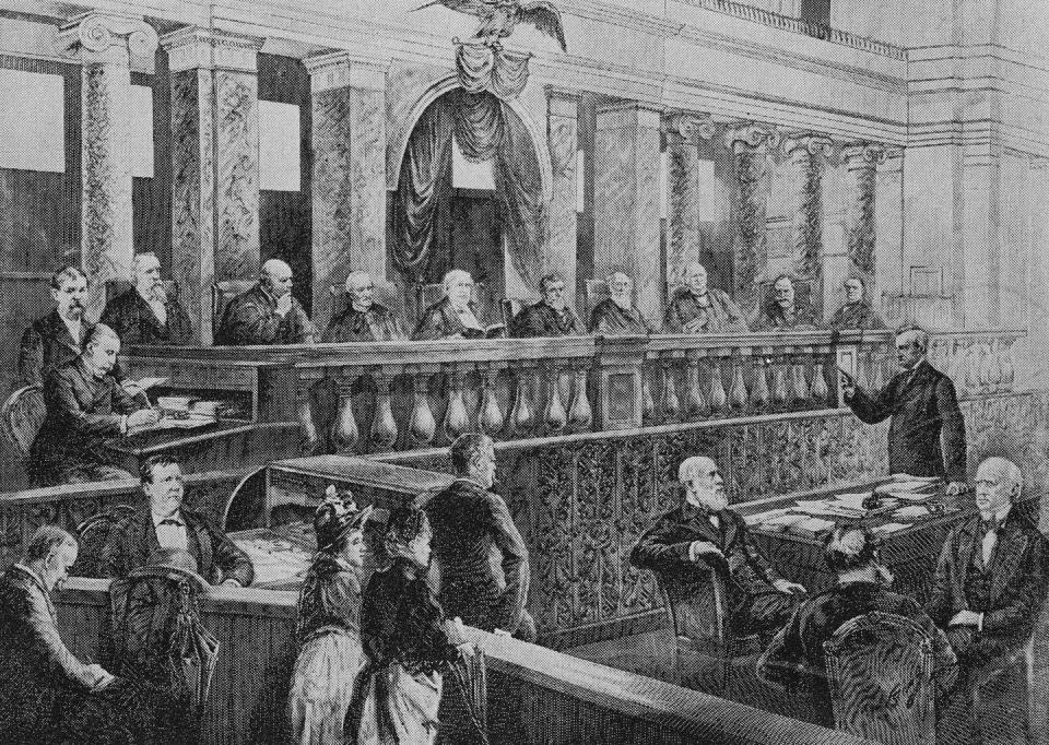 <span class="caption">For the first 110 years of its existence, the Supreme Court was white, male and predominantly Protestant.</span> <span class="attribution"><a class="link " href="https://newsroom.ap.org/detail/SupremeCourt1888/bed560d106f74f1cb0828bd1c73696de/photo?Query=Supreme%20Court%20justices&mediaType=photo&sortBy=arrivaldatetime:asc&dateRange=Anytime&totalCount=12813&currentItemNo=1" rel="nofollow noopener" target="_blank" data-ylk="slk:AP Photo;elm:context_link;itc:0;sec:content-canvas">AP Photo</a></span>