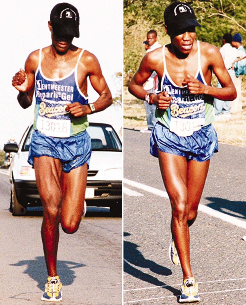 Two side-by-side pictures of a runner.