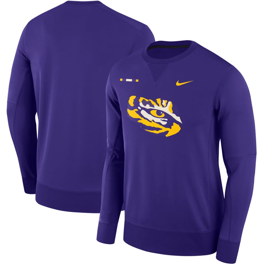 LSU Tigers Nike 2017 Sideline Performance Crew Sweatshirt