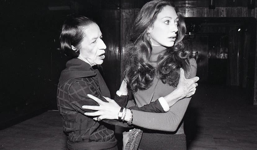 Diana Vreeland and Marisa Berenson embrace at the Met.