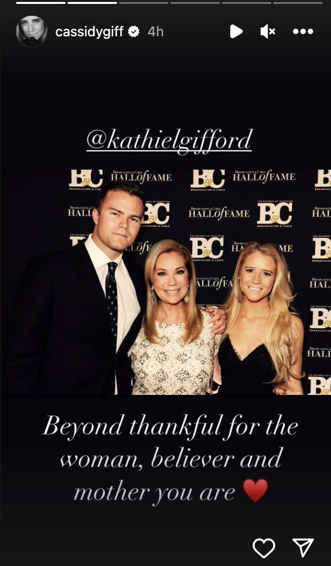 Cory Newton Gifford, Kathie Lee Giffod, Cassidy Erin Gifford (@cassidygiff via Instagram)