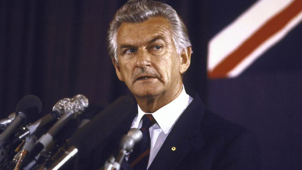 Bob Hawke speaking at the Australian embassy during a visit to the US. (Photo by Cynthia Johnson/The LIFE Images Collection/Getty Images)