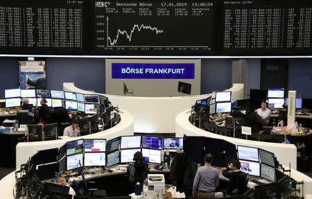 The German share price index DAX graph is pictured at the stock exchange in Frankfurt, Germany, January 17, 2019. REUTERS/Staff