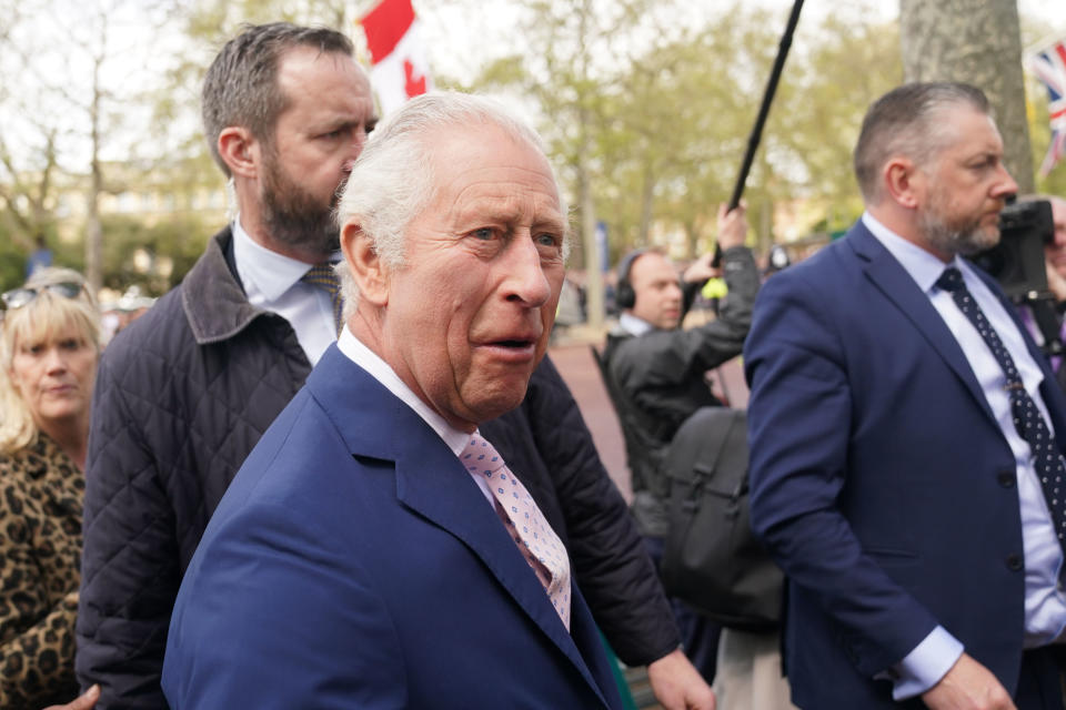 King Charles III on a walkabout outside Buckingham Palace