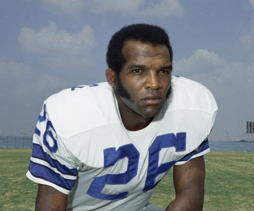 FILE - This Sept. 1972, file photo shows cornerback Herb Adderley, of the Dallas Cowboys NFL football team. Hall of Fame cornerback Herb Adderley has died. He was 81. His death was confirmed Friday, Oct. 30, 2020, on Twitter by nephew Nasir Adderley, a safety for the Los Angeles Chargers. Adderley played on six NFL title teams over a 12-year career with Green Bay and Dallas. (AP Photo/File)