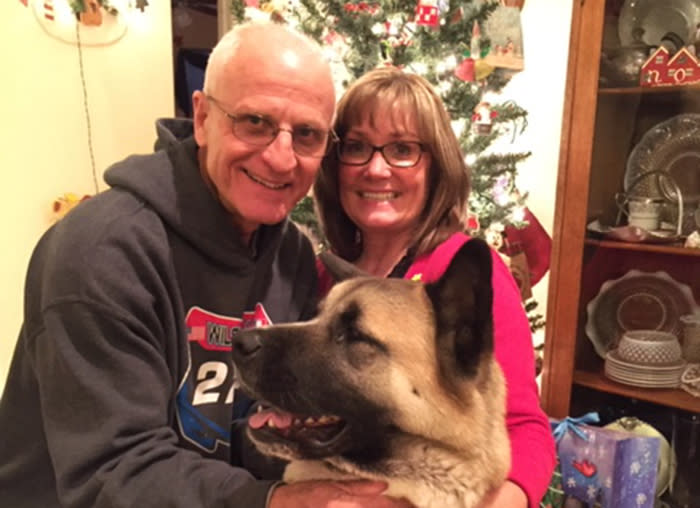 Bert and Jo Lynne Clement at home with their dog, December 2016. (Photo: courtesy of the family)