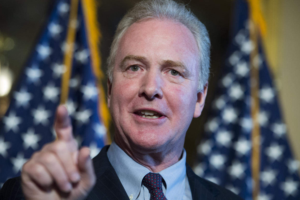 UNITED STATES - JULY 11: Sen. Chris Van Hollen, D-Md., and other Democratic senators, conduct a news conference in the Capitol to oppose the nomination of Brett Kavanaugh to the Supreme Court because they say he would be open to questions about the constitutionality of the Affordable Care Act on July 11, 2018. (Photo By Tom Williams/CQ Roll Call)??