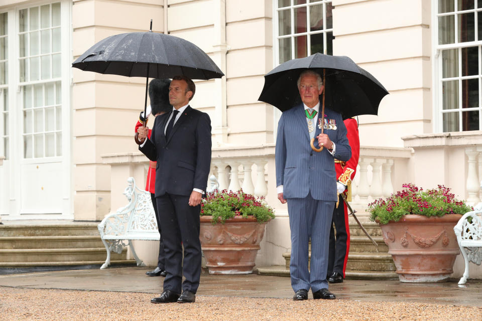 The Prince of Wales receives French president Emmanuel Macron to Clarence House in London during his visit to the UK.