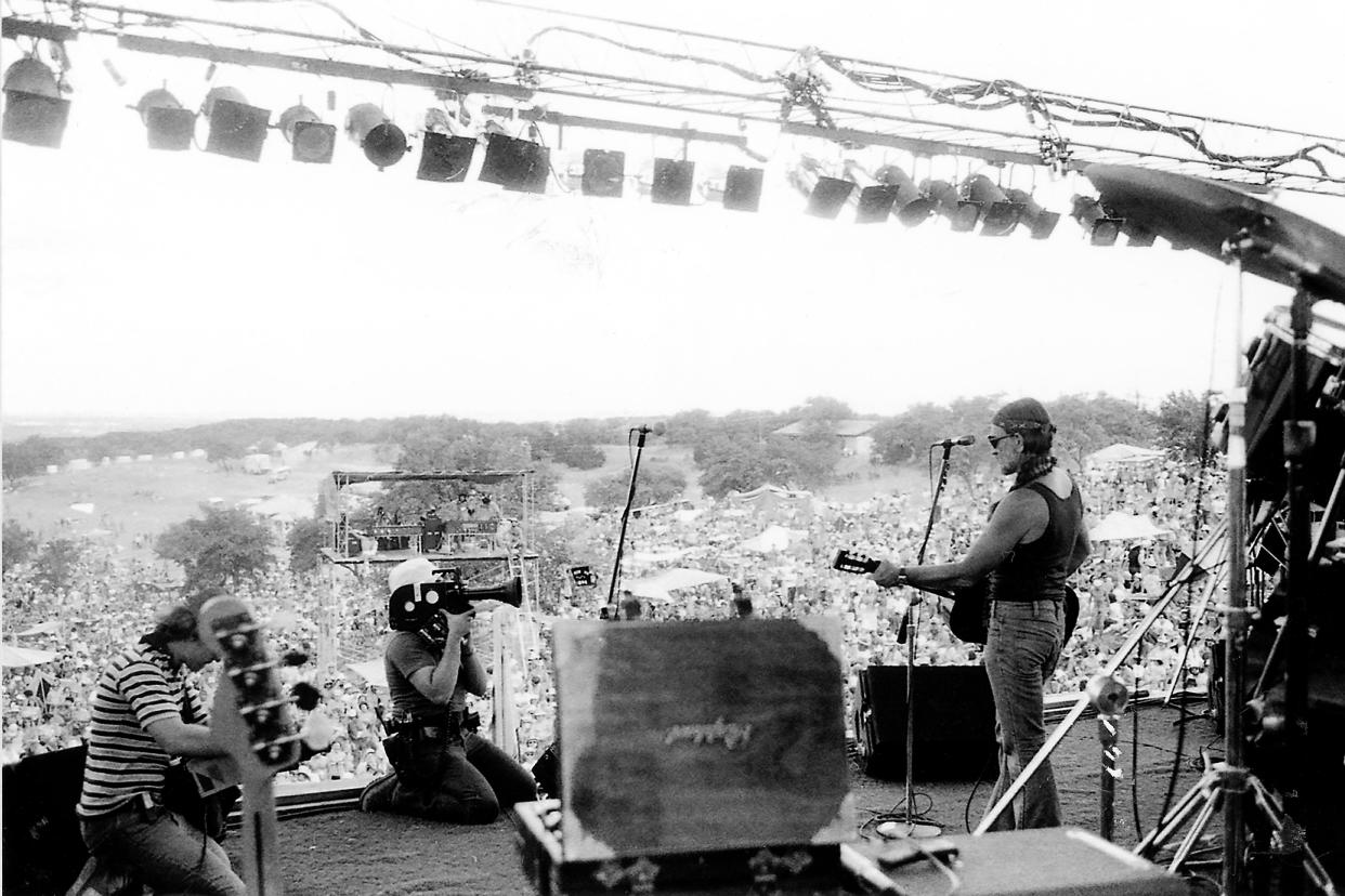 Willie Nelson plays 1979 Fourth of July Picnic at Willie's Pedernales Country Club. Each of the festivals since 1973 is described in Dave Dalton Thomas' definitive "Picnic: Willie Nelson's Fourth of July Tradition."