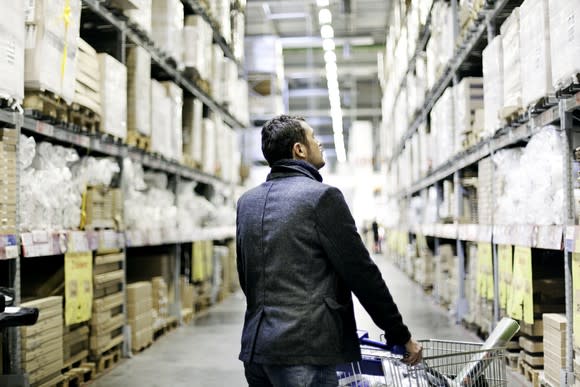 Man shopping in a warehouse club