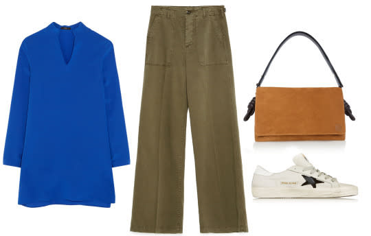 Blue and Olive Green — In your closet.