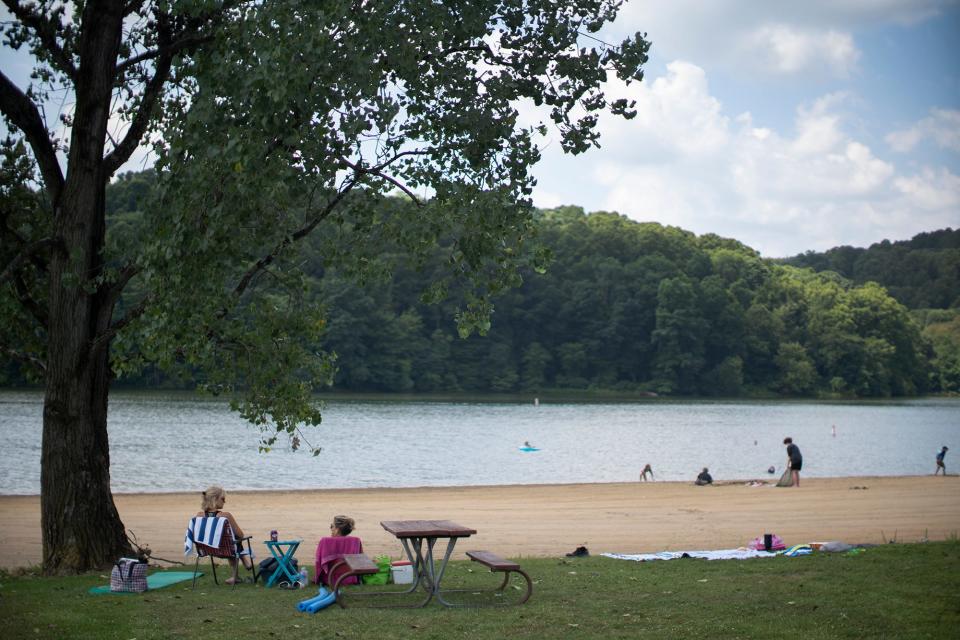 Beachgoers at Salt Fork State Park.