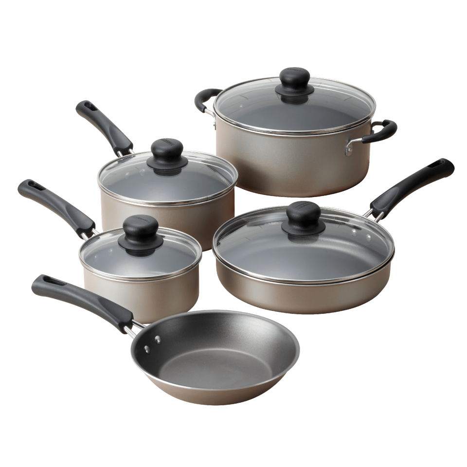 16) Tramontina 9-Piece Non-Stick Cookware Set, Champagne