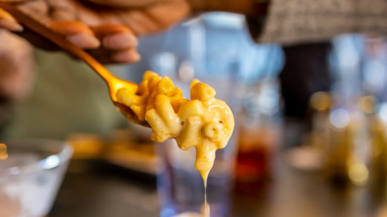 creamy spoonful of mac and cheese