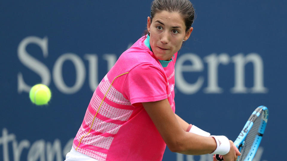 Women’s seventh-seed Garbine Muguruza crashed out of the Cincinnati Masters with a loss to Lesia Tsurenko. Pic: Getty