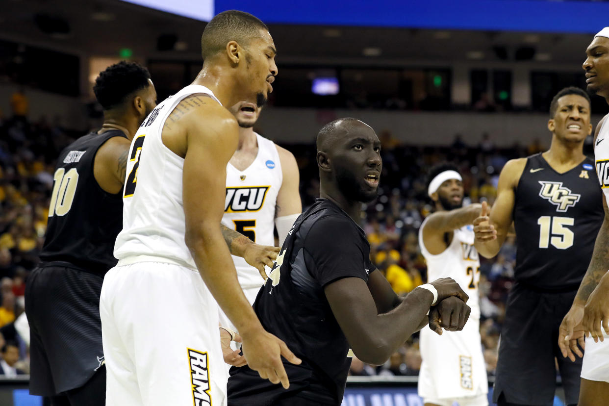 COLUMBIA, SOUTH CAROLINA - MARCH 22:  Tacko Fall #24 of the UCF Knights reacts against the Virginia Commonwealth Rams in the second half during the first round of the 2019 NCAA Men's Basketball Tournament at Colonial Life Arena on March 22, 2019 in Columbia, South Carolina. (Photo by Kevin C. Cox/Getty Images)