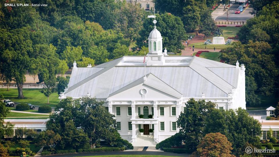 Aerial view of the Jacob Small-designed White House.