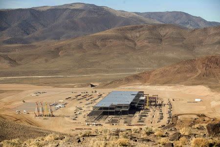 Construction of the Tesla Gigafactory outside Reno, Nevada is shown February 18, 2015. REUTERS/James Glover II