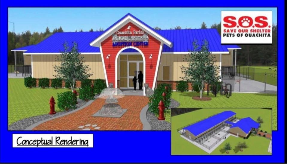 Conceptual rendering of the proposed new Ouachita Parish Animal Shelter.