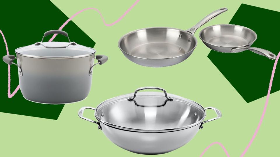 These stock pots and fry pans are still in stock for Prime Day.  (Photo: HuffPost)