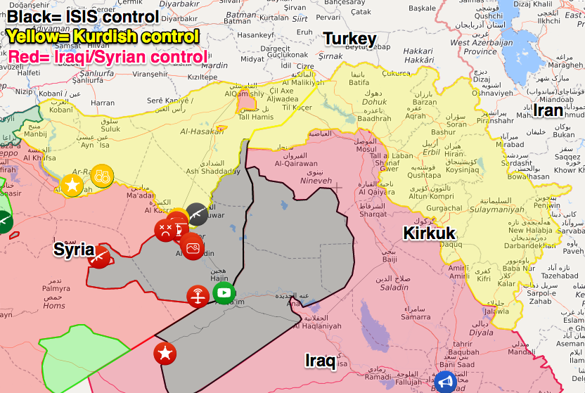 Iraqi syria kurdistan isis map october 2017