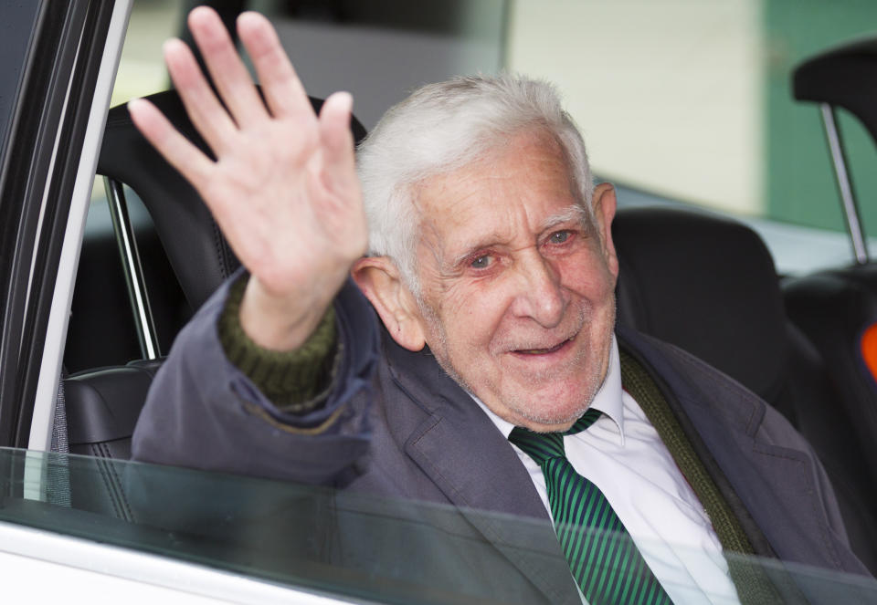 Bernard Jordan waves as he returns to Portsmouth on a Brittany Ferry