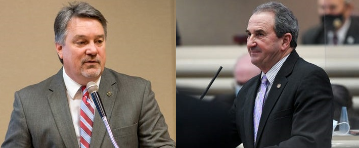 House Majority Leader Nathaniel Ledbetter, R-Rainsville (left) and House Ways and Means General Fund chair Steve Clouse, R-Ozark (right) are running to become the next speaker of the Alabama House of Representatives.