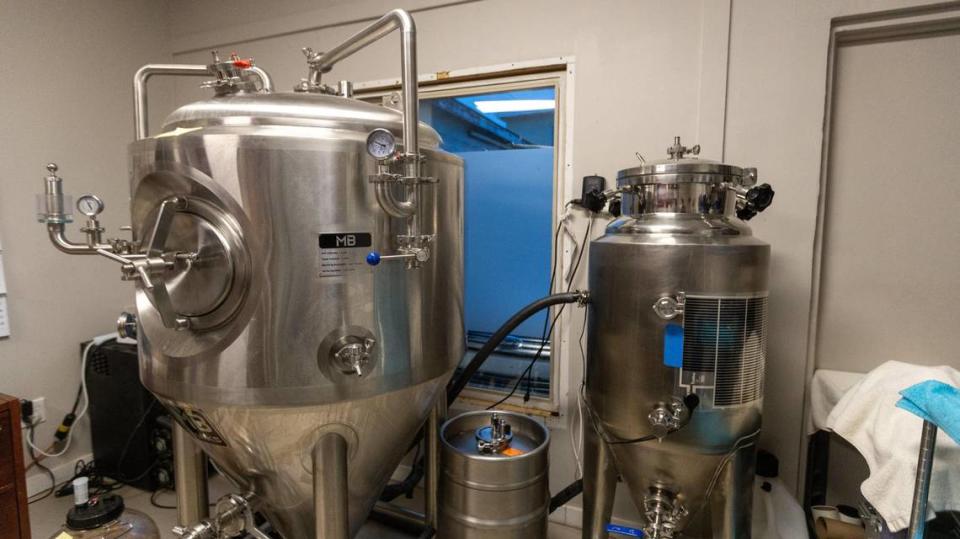 Multiple tanks used for brewing within Sterling MicroBrew brewery in Mt. Sterling. January 25, 2024.