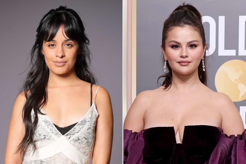 <p>Swan Gallet/WWD via Getty;  Amy Sussman/Getty </p> Camilla Cabello; Selena Gomez