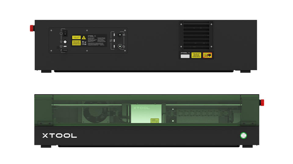 xTool S1; front and back of a laser cutter