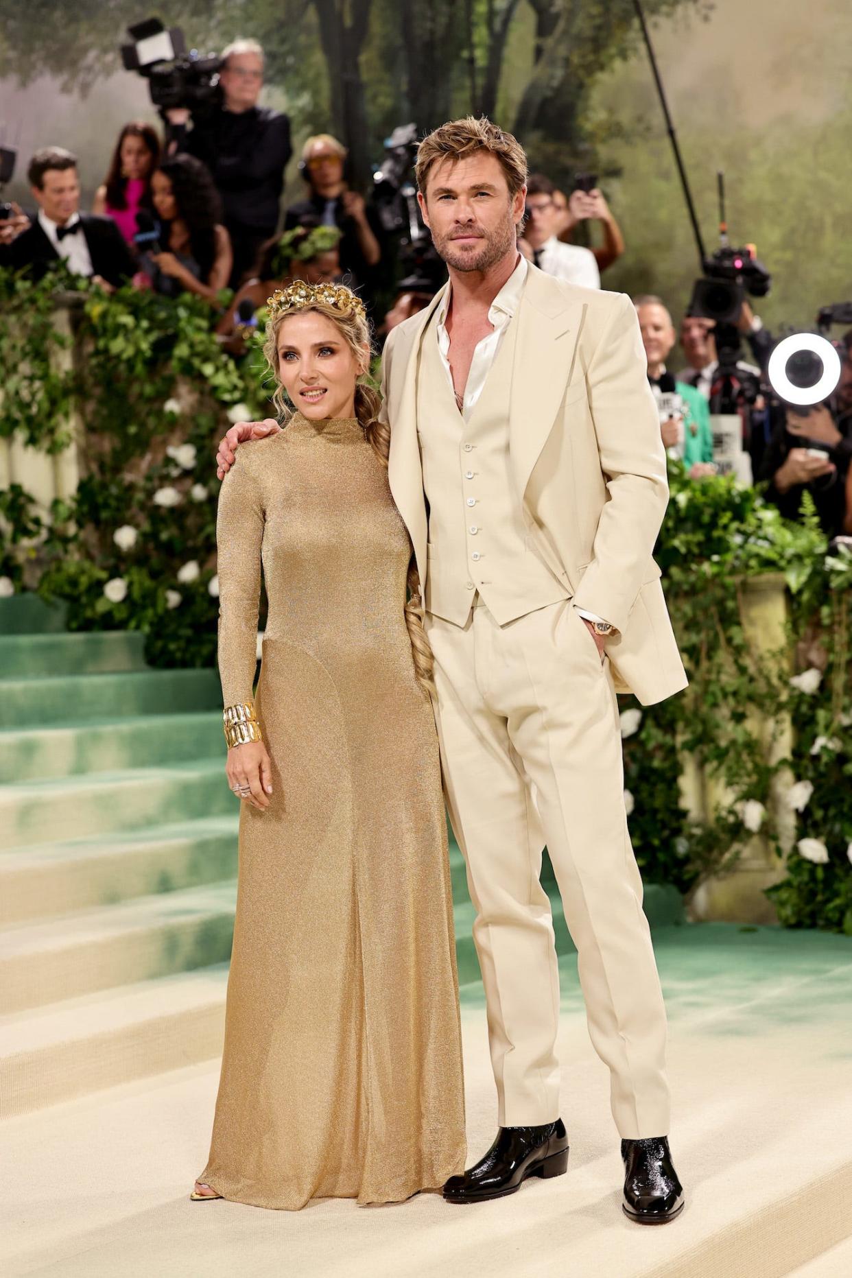Elsa Pataky and Chris Hemsworth attend the 2024 Met Gala.