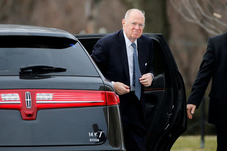 FILE PHOTO: U.S. Supreme Court Associate Justice Anthony Kennedy arrives for the funeral of fellow justice Antonin Scalia at the Basilica of the National Shrine of the Immaculate Conception in Washington, February 20, 2016. REUTERS/Carlos Barria/File Photo