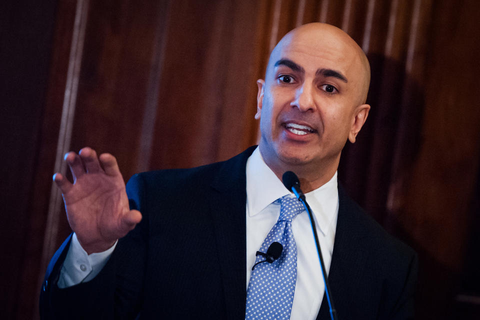 Neel Kashkari, president and chief executive officer of the Federal Reserve Bank of Minneapolis, speaks at the Economic Club of New York in New York, U.S., on Wednesday, Nov. 16, 2016. Kashkari unveiled his four-step 'Minneapolis Plan,' which he said would eliminate the too-big-to-fail problem among financial institutions whose failure could wreak havoc in global financial markets. Photographer: Mark Kauzlarich/Bloomberg via Getty Images