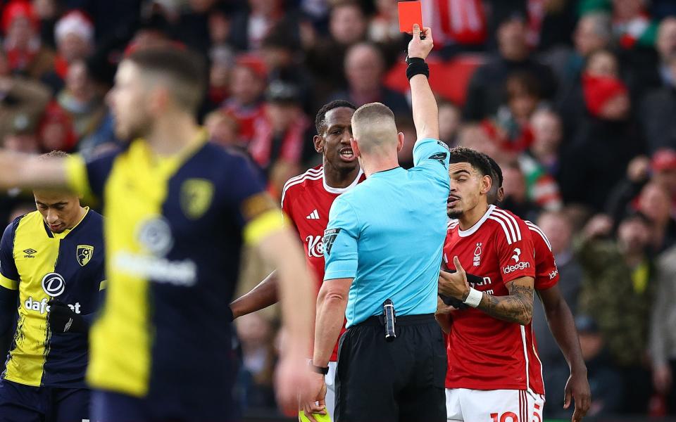 Furious Nottingham Forest fume at costly Willy Boly red card as Dominic Solanke nets hat-trick