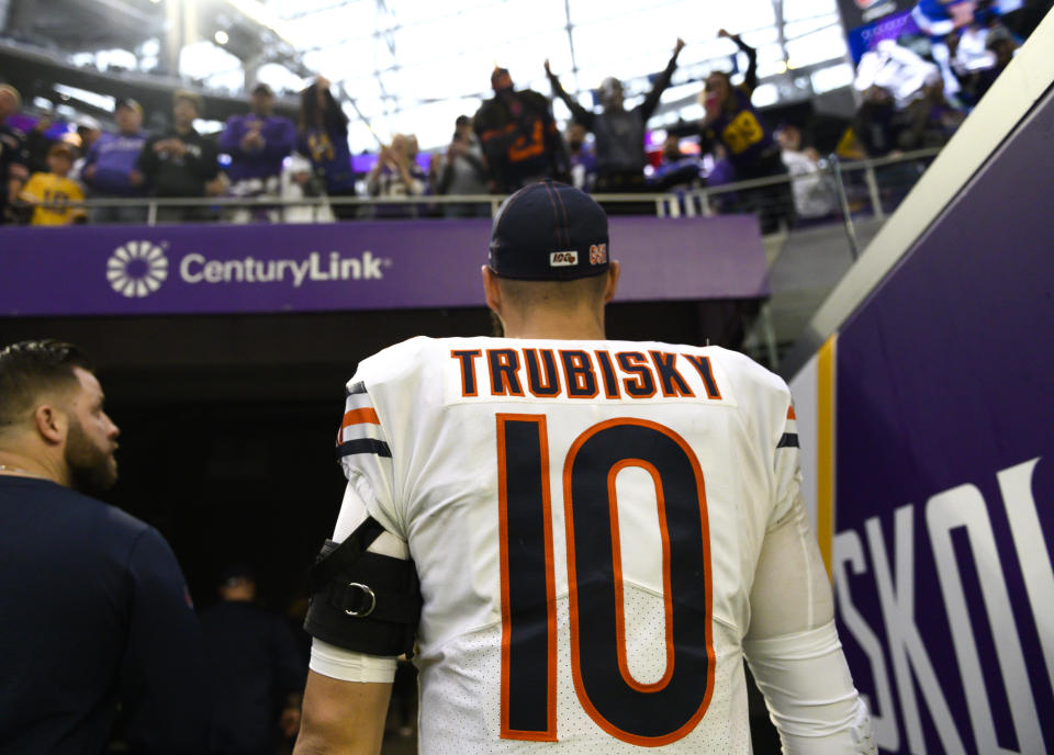 Did the Chicago Bears consider Mitchell Trubisky too much of a threat for Mitch Trubisky? (Photo by Stephen Maturen/Getty Images)