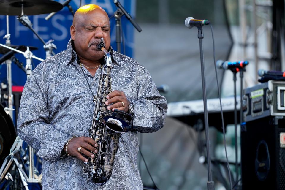 Gerald Albright performs during the second night of the Cincinnati Music Festival at Paycor Stadium in downtown Cincinnati on Friday, July 21, 2023.