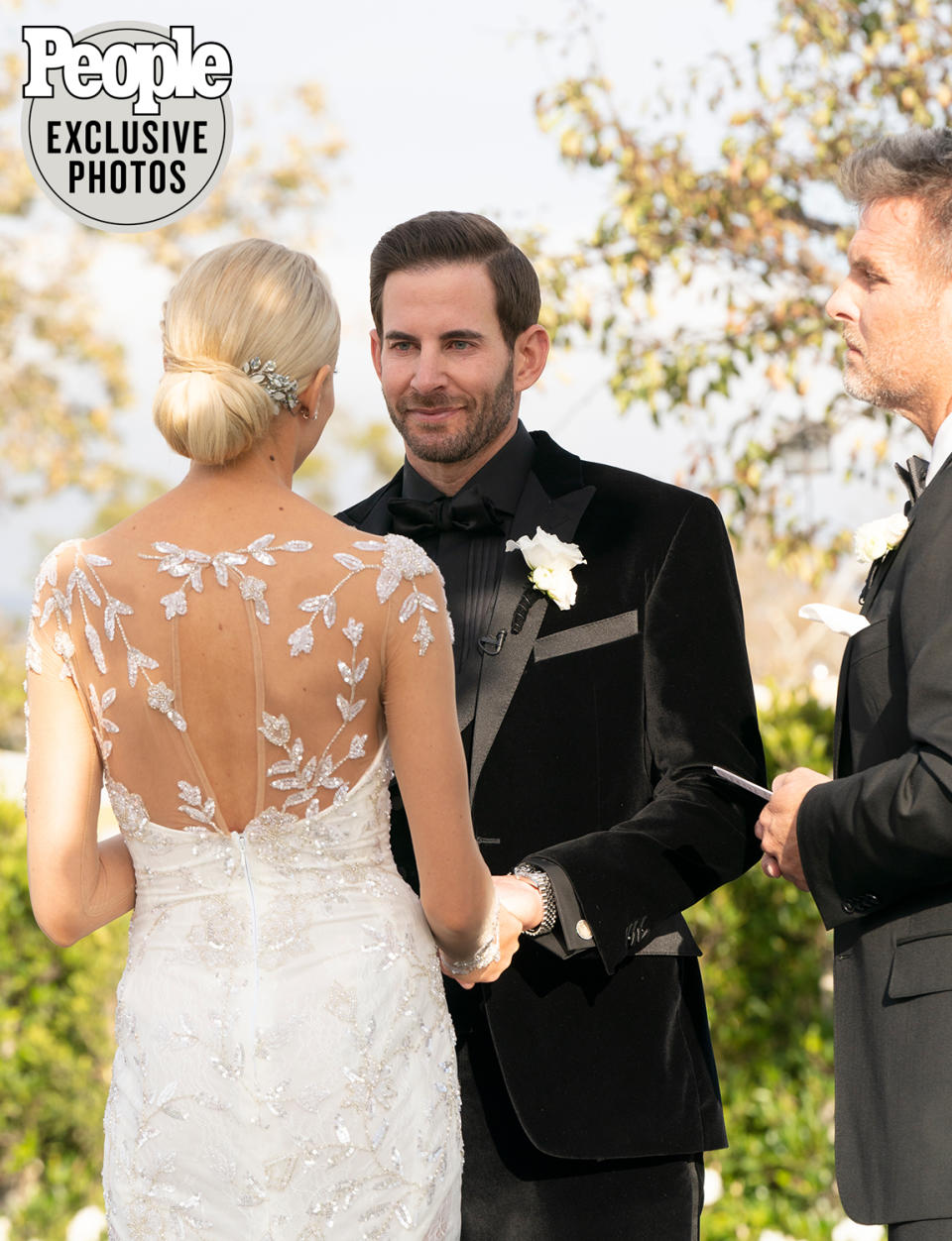 <p>The couple chose not to do a "first look" before the ceremony — and Heather kept all the details of her ensemble secret — so her dress, hair, and makeup were a surprise for Tarek.</p> <p>"It was magical. She looked so beautiful," he says of the first moment he saw his now-wife. "Her hair was perfect. Her makeup was perfect. She had the coolest wedding dress I've ever seen. I was just smiling huge from ear to ear."</p>