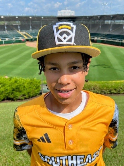 Nolensville's Ty McKenzie II poses in his Little League World Series uniform in South Williamsport, Pa.