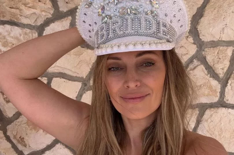Fran wearing a 'bride' hat during her hen weekend in Croatia