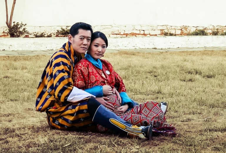 King Jigme Khesar Namgyel Wangchuck and the then-pregnant Queen Jetsun Pema pictured at Paro Ugyen Pelri Palace in Bhutan