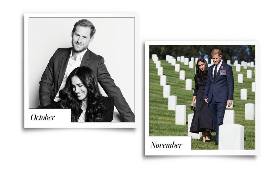 In September Harry and Meghan got politic, encouraging Americans to vote, and hosted a Time100 talk in October before paying hosting their own Remembrance Sunday ceremony in Los Angeles  - PA Wire