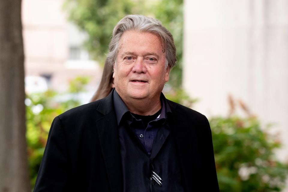 Former White House Chief Strategist in the Trump administration Steven Bannon arrives at the E. Barrett Prettyman Federal Courthouse in Washington, DC, on 18 July 2022 (EPA)