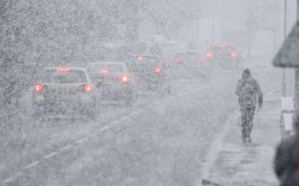 Heavy snow falling in Kent on Monday